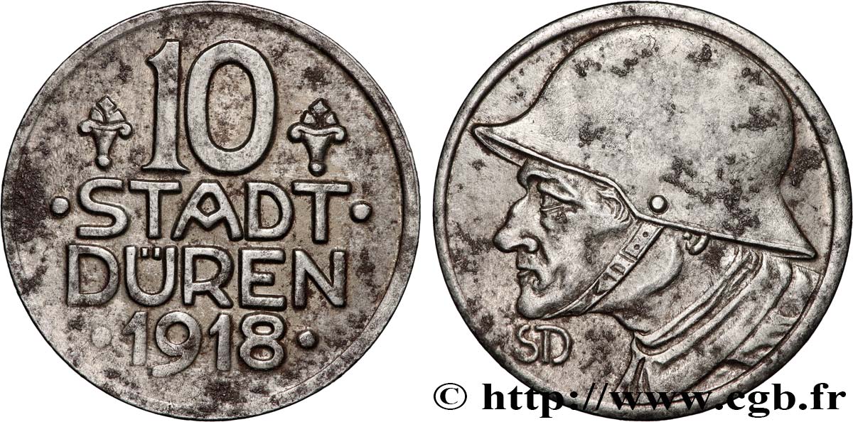 ALEMANIA - Notgeld 10 Pfennig Düren 1918  MBC+ 