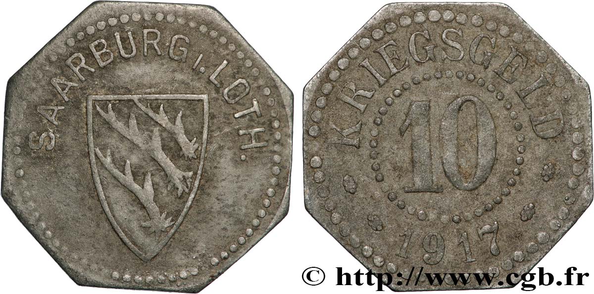 ALEMANIA - Notgeld 10 Pfennig Saarburg (Sarrebourg - Lorraine) 1917  BC+ 