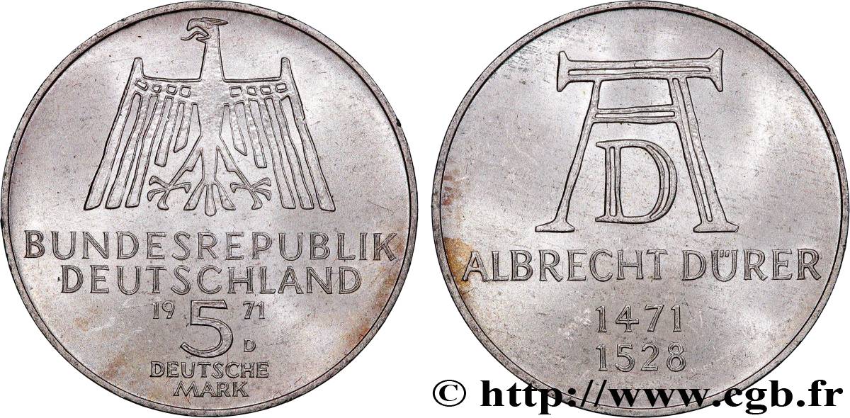 ALLEMAGNE 5 Mark / Albrecht Dürer 1971 Munich SUP 