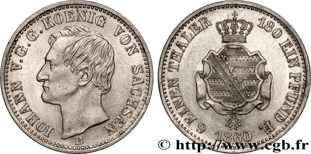 ALEMANIA - SAJONIA 1/6 Thaler Jean / blason 1860 Dresde EBC 