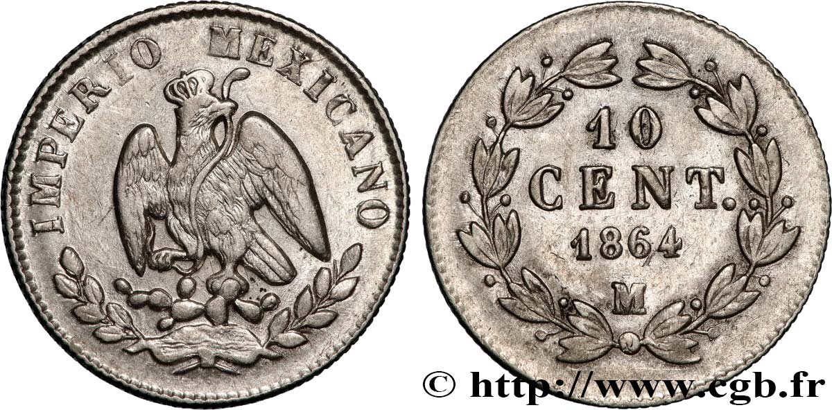 MEXIKO 10 Centavos 1864 Mexico fVZ 