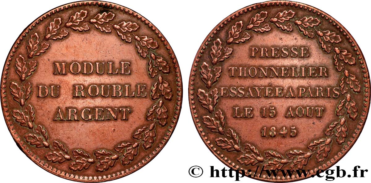 RUSSIE - NICOLAS Ier Module du Rouble argent Thonnelier 1845  TTB 