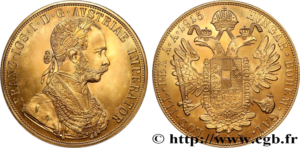 INVESTMENT GOLD 4 Ducats, refrappe moderne François Joseph  1915  SC 