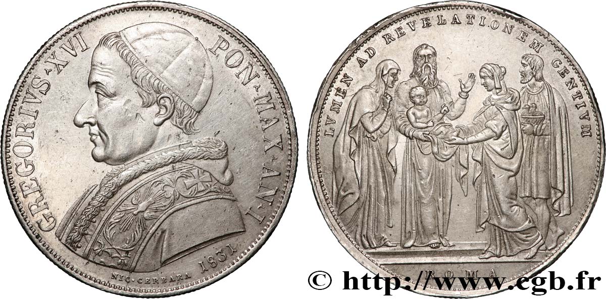 ITALIA - ESTADOS PONTIFICOS - GRÉGOIRE XVI Scudo 1831 Rome MBC+ 