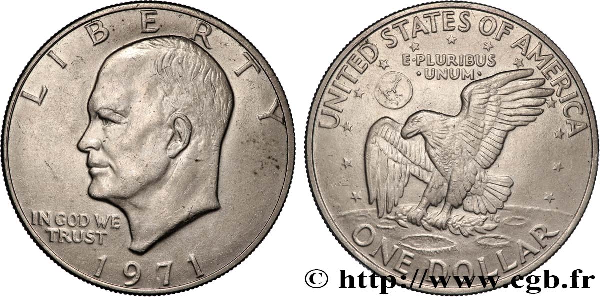 UNITED STATES OF AMERICA 1 Dollar Eisenhower / aigle posé sur la Lune 1971 Philadelphie AU 