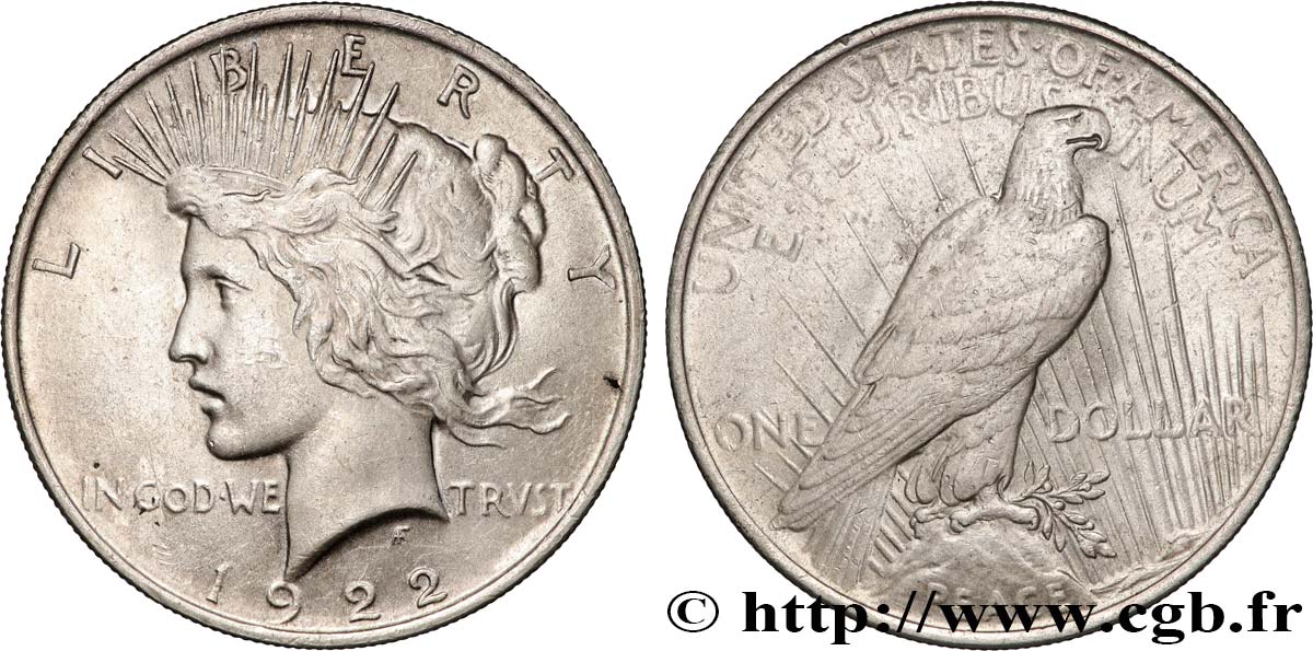 ESTADOS UNIDOS DE AMÉRICA 1 Dollar Peace 1922 Philadelphie MBC+ 