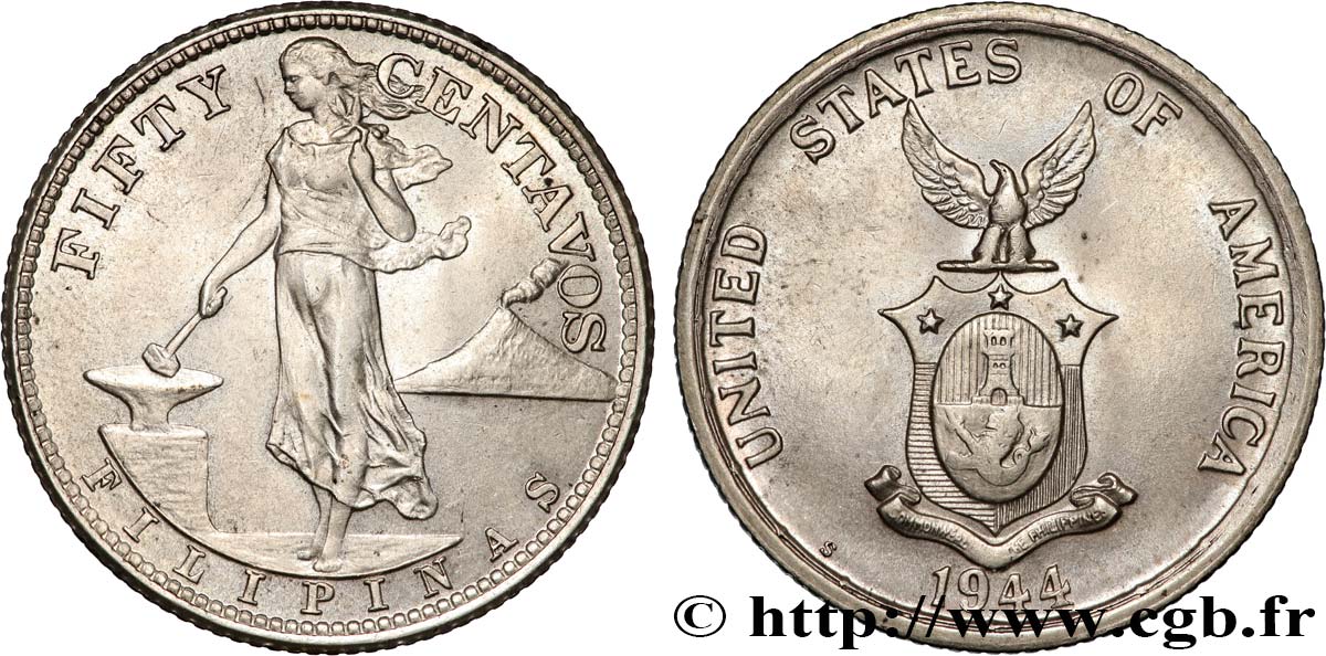 FILIPINAS 50 Centavos - Administration Américaine 1944 San Francisco MBC+ 