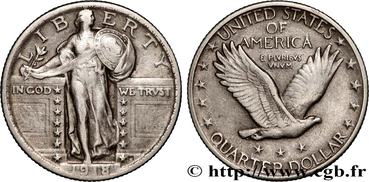 UNITED STATES OF AMERICA 1/4 Dollar Liberty 1918 Philadelphie XF 