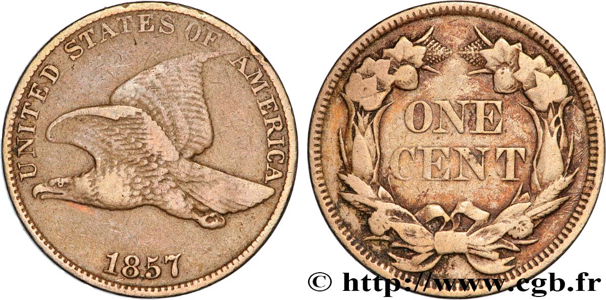 UNITED STATES OF AMERICA 1 Cent “Flying Eagle” 1857 Philadelphie VF 