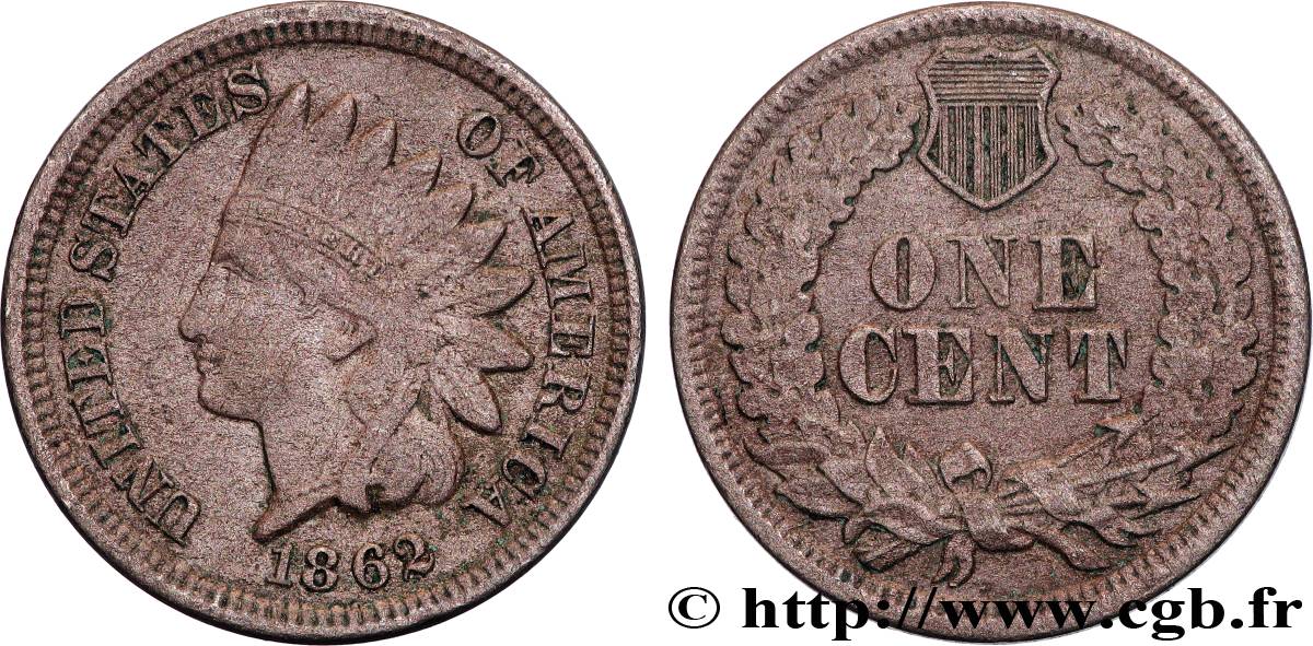 VEREINIGTE STAATEN VON AMERIKA 1 Cent tête d’indien 2e type 1862  fSS 