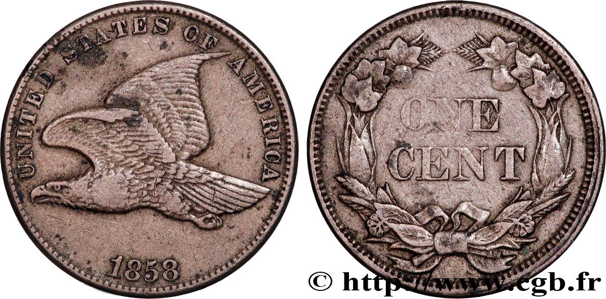 ÉTATS-UNIS D AMÉRIQUE 1 Cent “Flying Eagle” variété à petites lettres 1858 Philadelphie TB+ 