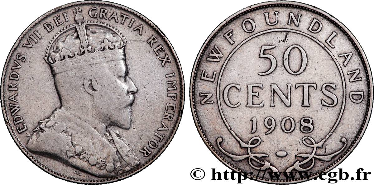 TERRANOVA 50 Cents Édouard VII 1908 Heaton BC 