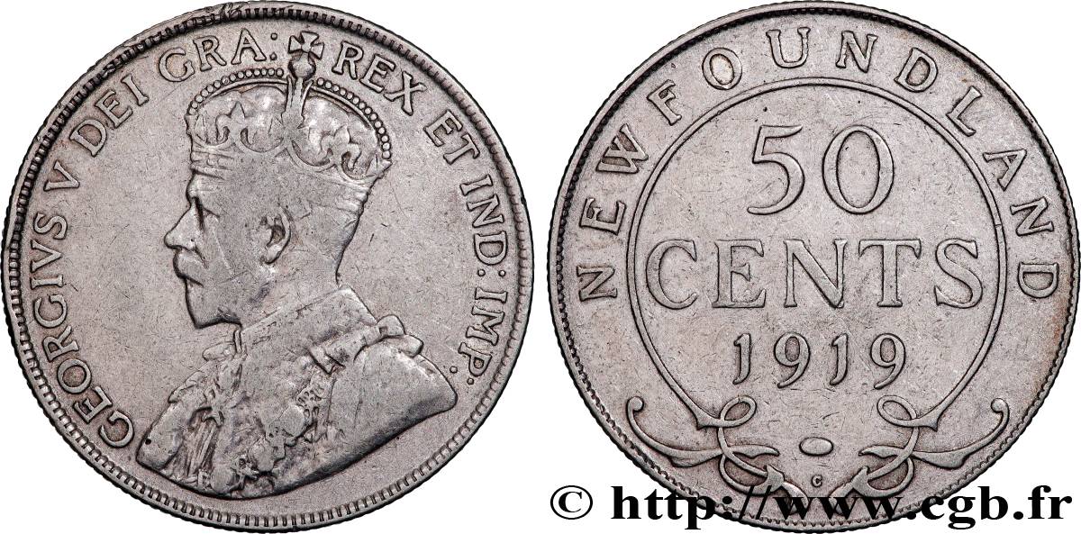 TERRANOVA 50 Cents Georges V 1919 Ottawa BC 