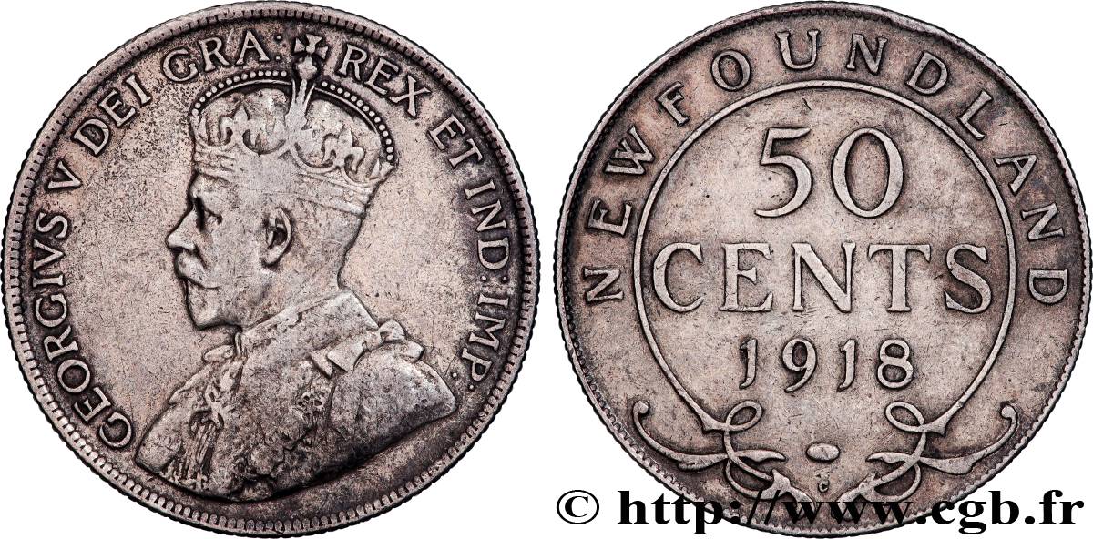 NEUFUNDLAND 50 Cents Georges V 1918 Ottawa fSS 