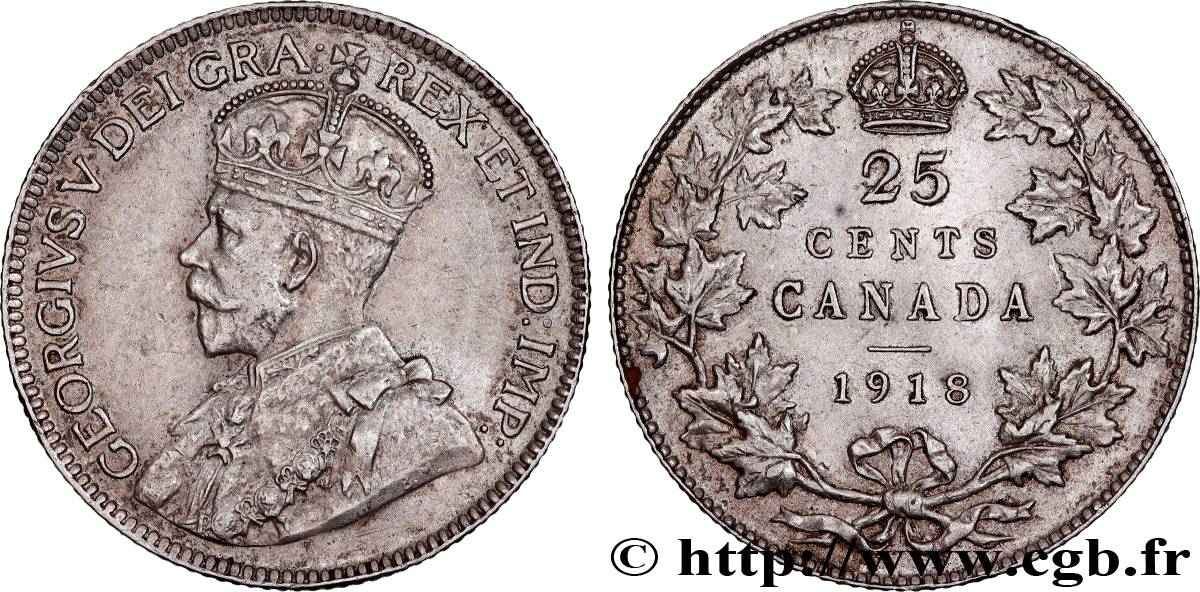 CANADA 25 Cents Georges V 1918  q.SPL 