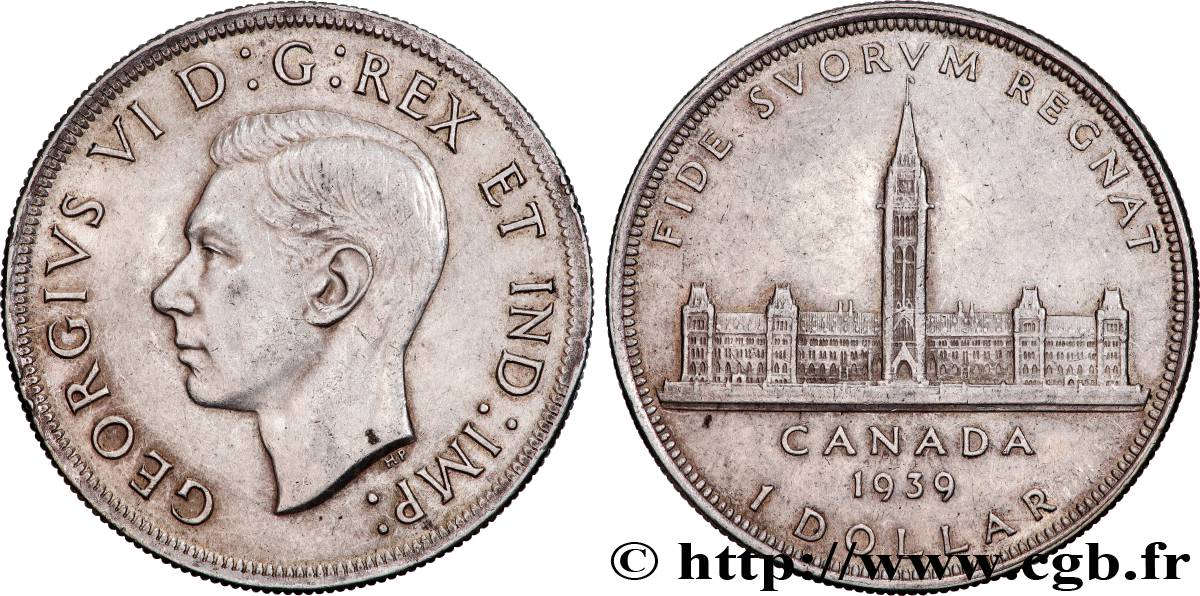 CANADA 1 Dollar Georges VI - visite royale au parlement 1939  TTB+ 