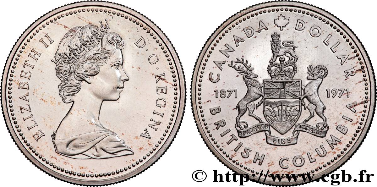 CANADá
 1 Dollar Proof centenaire de l’intégration de la Colombie Britannique 1971  SC 