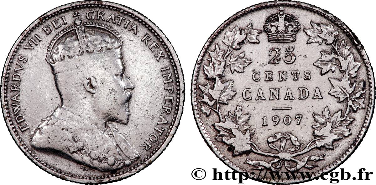 CANADá
 25 Cents Edouard VII 1907  BC+ 