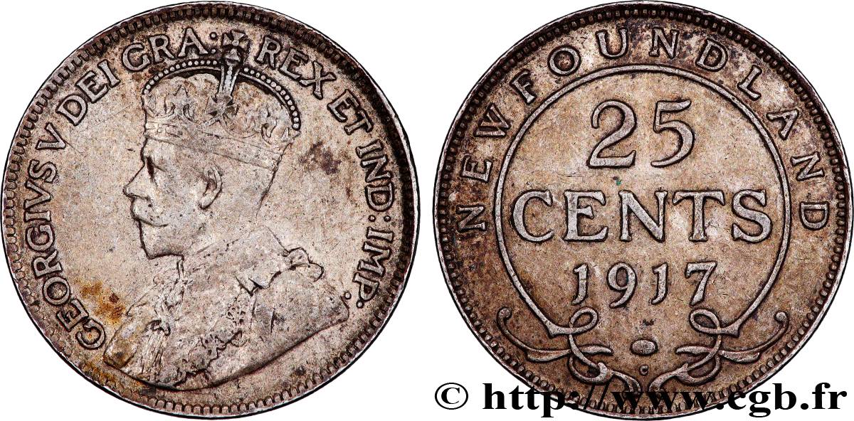 TERRANOVA 25 Cents Geroges V 1917 Ottawa BB 