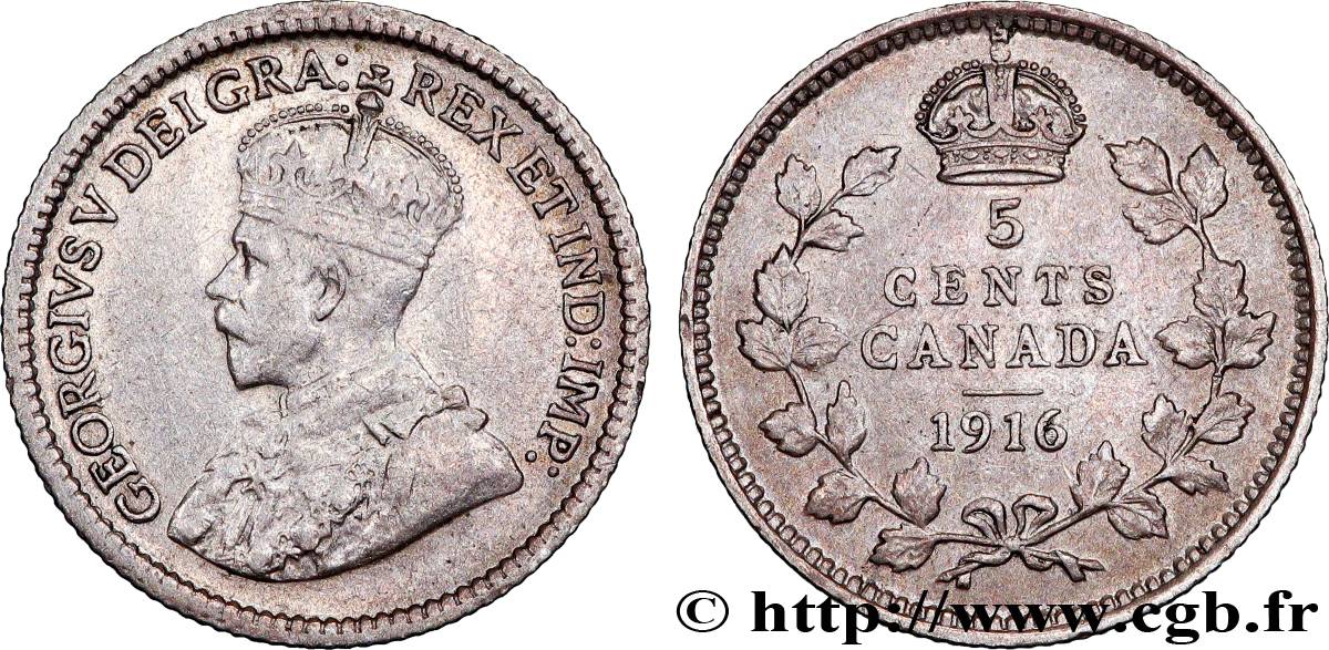 CANADA 5 Cents Georges V 1916  BB 