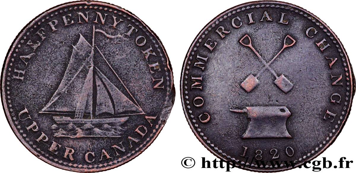 CANADA 1/2 Penny Upper Canada - Commercial Change 1820  XF 