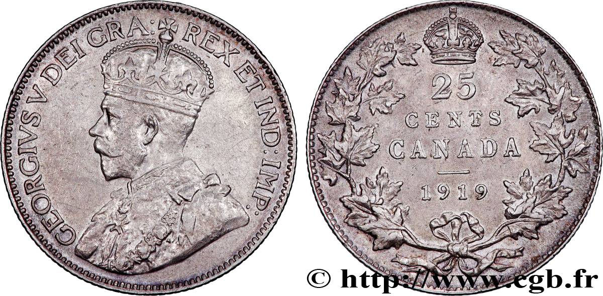 KANADA 25 Cents Georges V 1919  SS 