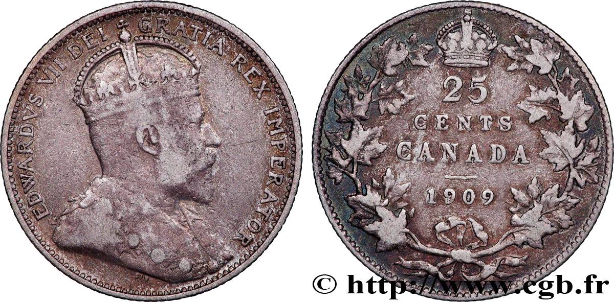 CANADA 25 Cents Edouard VII 1909  q.BB 