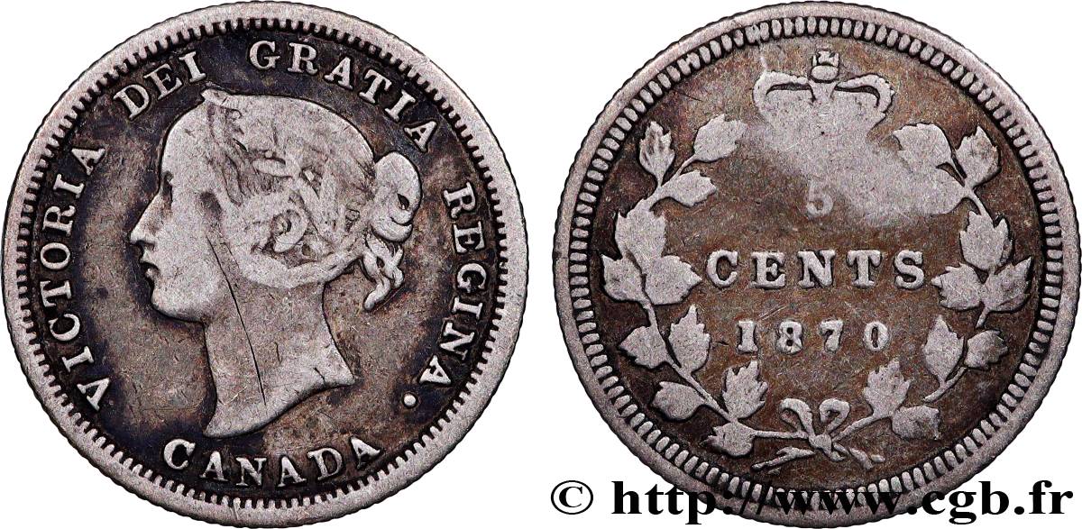 CANADA 5 Cents  Victoria 1870  VF 