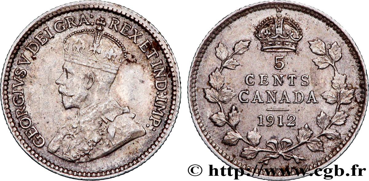 KANADA 5 Cents Georges V 1912  SS 