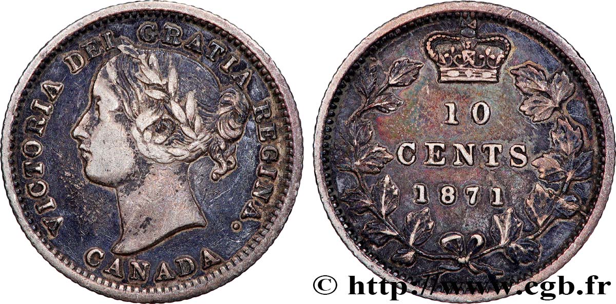 CANADA 10 Cents Victoria 1871  TB+ 