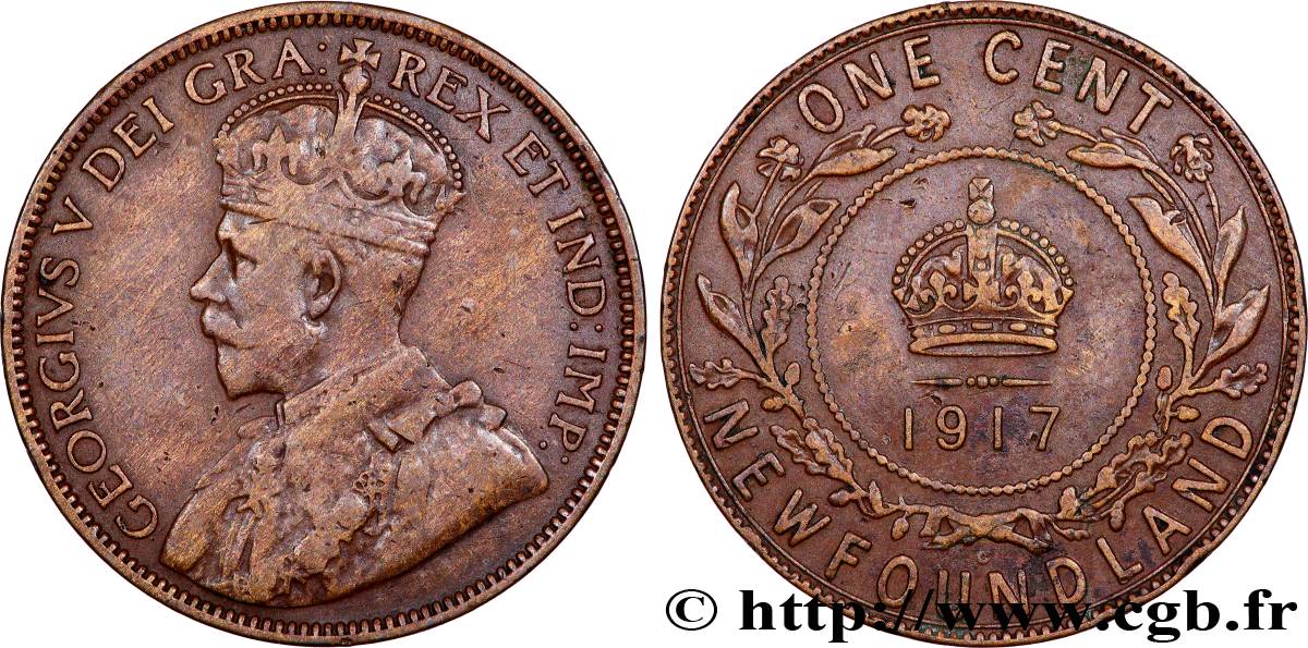 NEUFUNDLAND 1 Cent Georges V 1917  fSS 