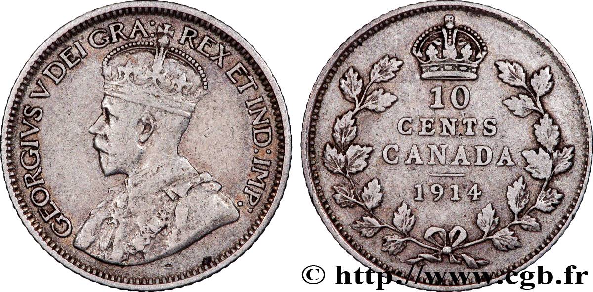 CANADA 10 Cents Georges V 1914  TTB 