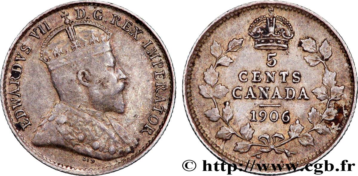 CANADá
 5 Cents Édouard VII 1906  MBC 