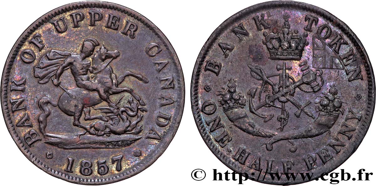 CANADA 1/2 Penny token Bank of Upper Canada 1857 Heaton BB 