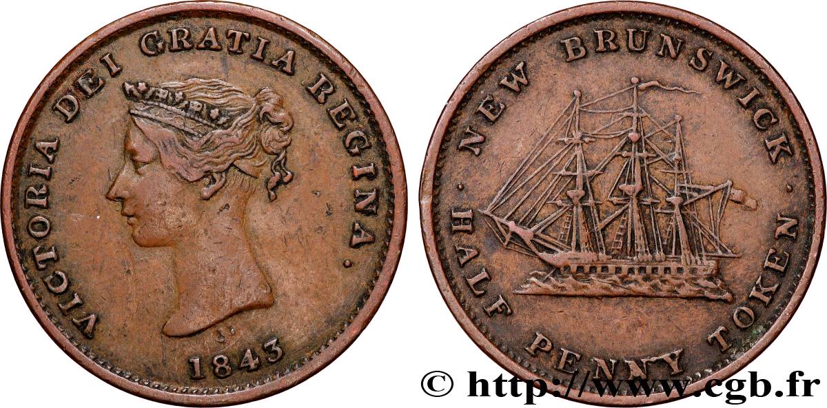 CANADA - NOUVEAU BRUNSWICK 1/2 Penny Victoria 1843  TTB 