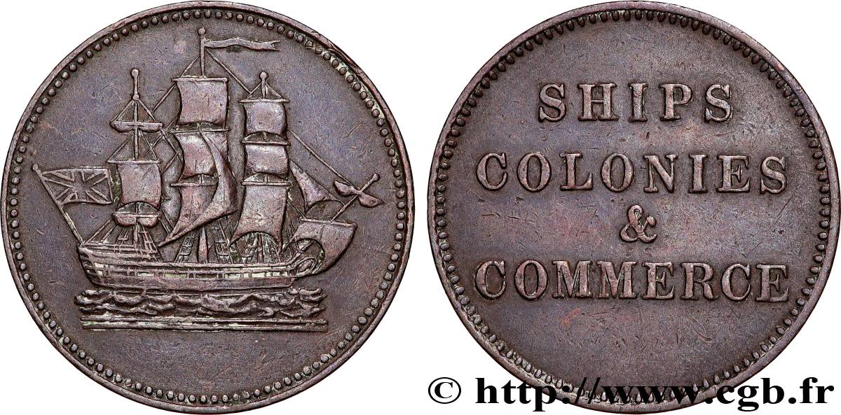 BRITISH TOKENS 1/2 Penny - Ships Colonies n.d.  AU 