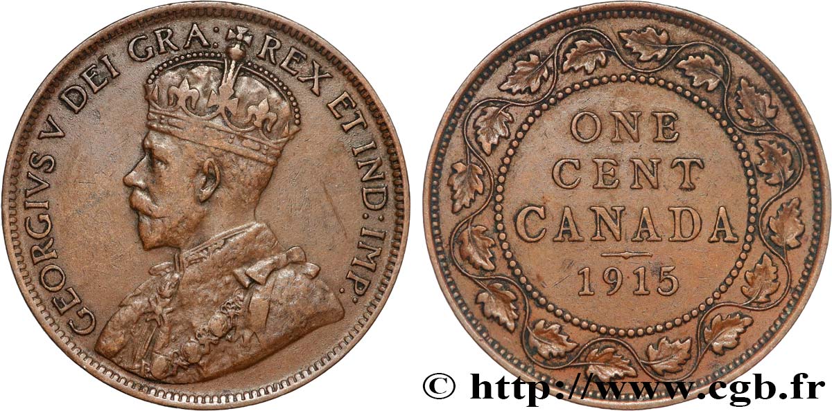 CANADA 1 Cent Georges V 1915  TTB 