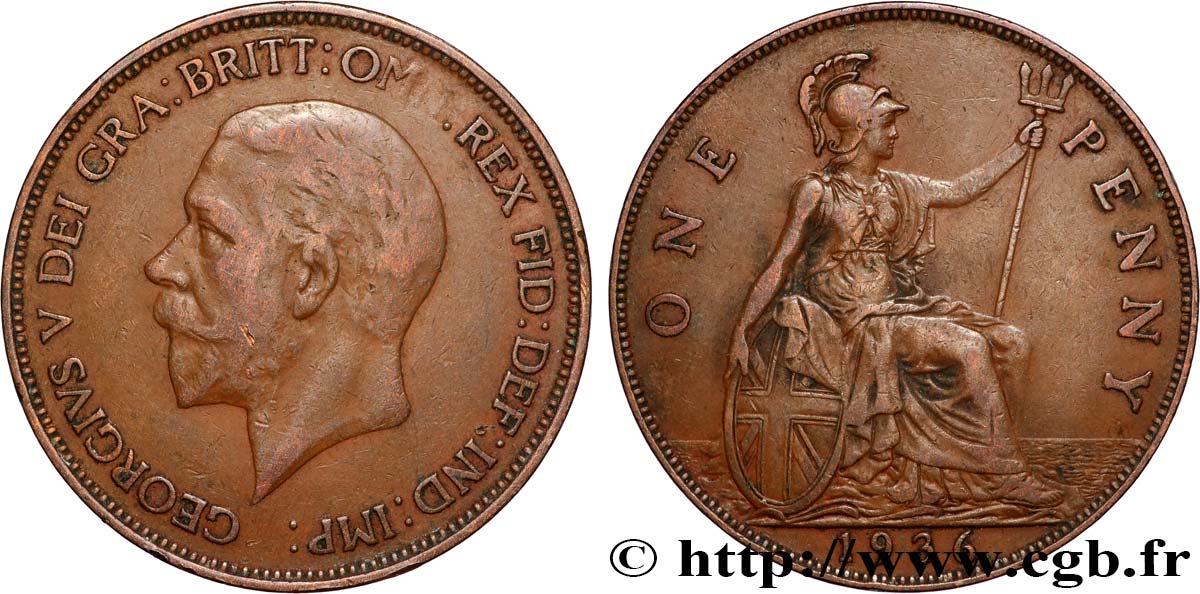 ROYAUME-UNI 1 Penny Georges V 1936  TTB 