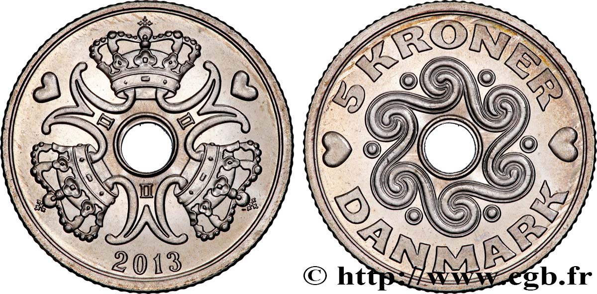 DÄNEMARK 5 Kroner Margrethe II 2013 Copenhague fST 