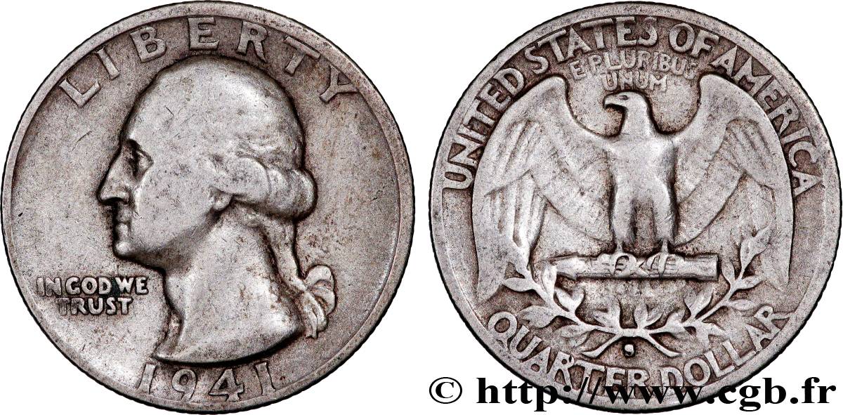 ÉTATS-UNIS D AMÉRIQUE 1/4 Dollar Georges Washington 1941 San Francisco - S TB+ 