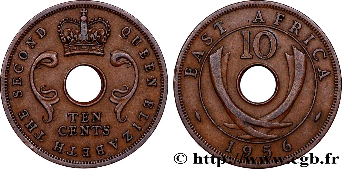 AFRIQUE DE L EST 10 Cents (Elisabeth II) 1956 Londres TTB 