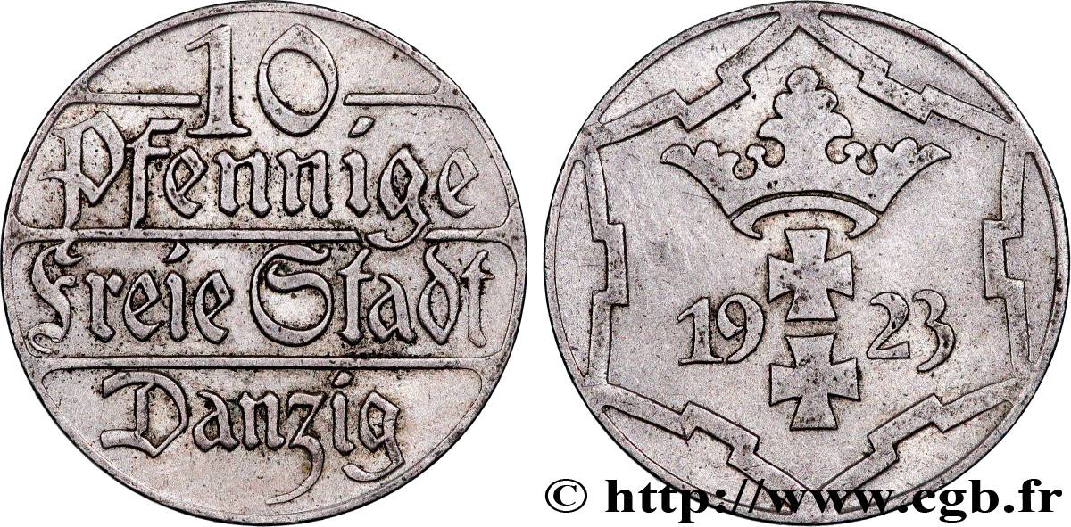 DANTZIG - VILLE LIBRE DE DANTZIG 10 Pfennig 1923  TTB+ 