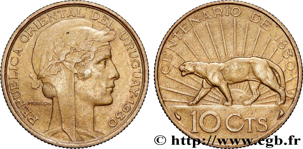 URUGUAY 10 Centesimos Centenaire de la Constitution de 1830 1930 Paris VF 
