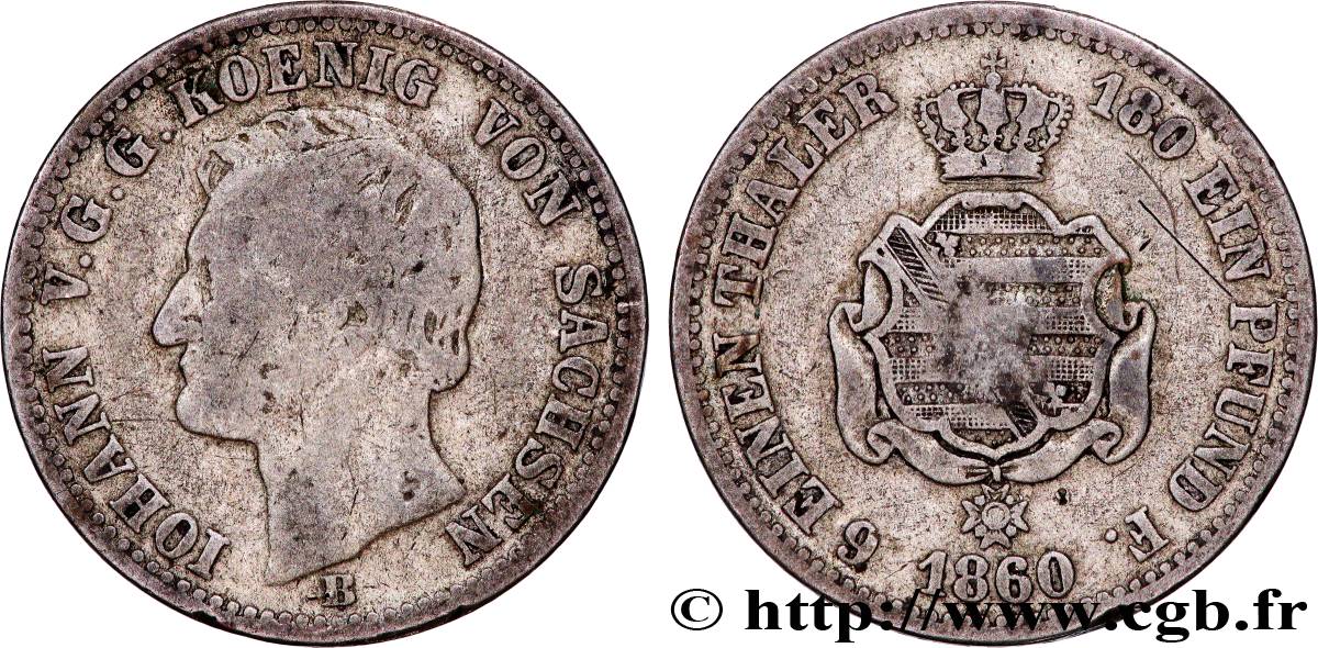 ALEMANIA - SAJONIA 1/6 Thaler Jean 1860 Dresde BC 