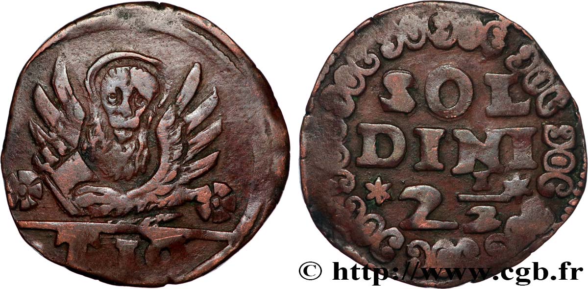 REPÚBLICA DE VENECIA - DUCADO DE CANDIA 2 1/2 Soldini ou 10 Tornesi N.D.  BC 