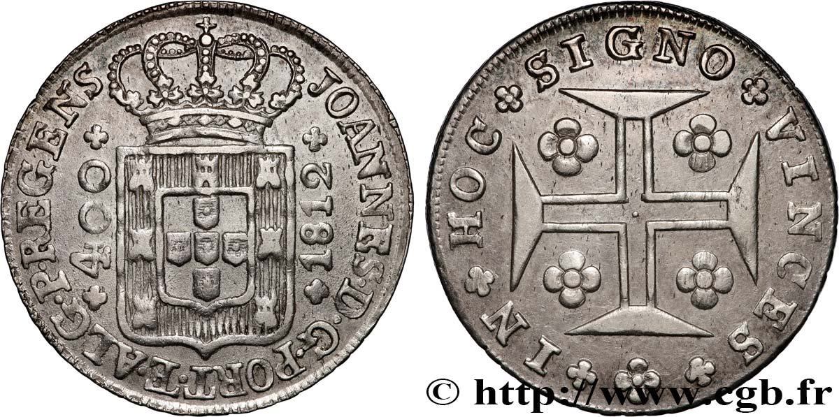 PORTUGAL - ROYAUME DU PORTUGAL - JEAN PRINCE RÉGENT 400 Reis 1812  TTB 