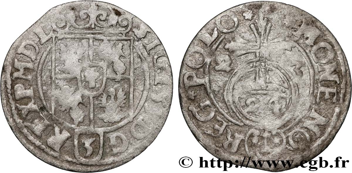 POLOGNE - ROYAUME DE POLOGNE - SIGISMOND III VASA 1 Półtorak / 3 Polker / 1/24 Thaler Sigismond III Vasa 1623 Cracovie TB+ 