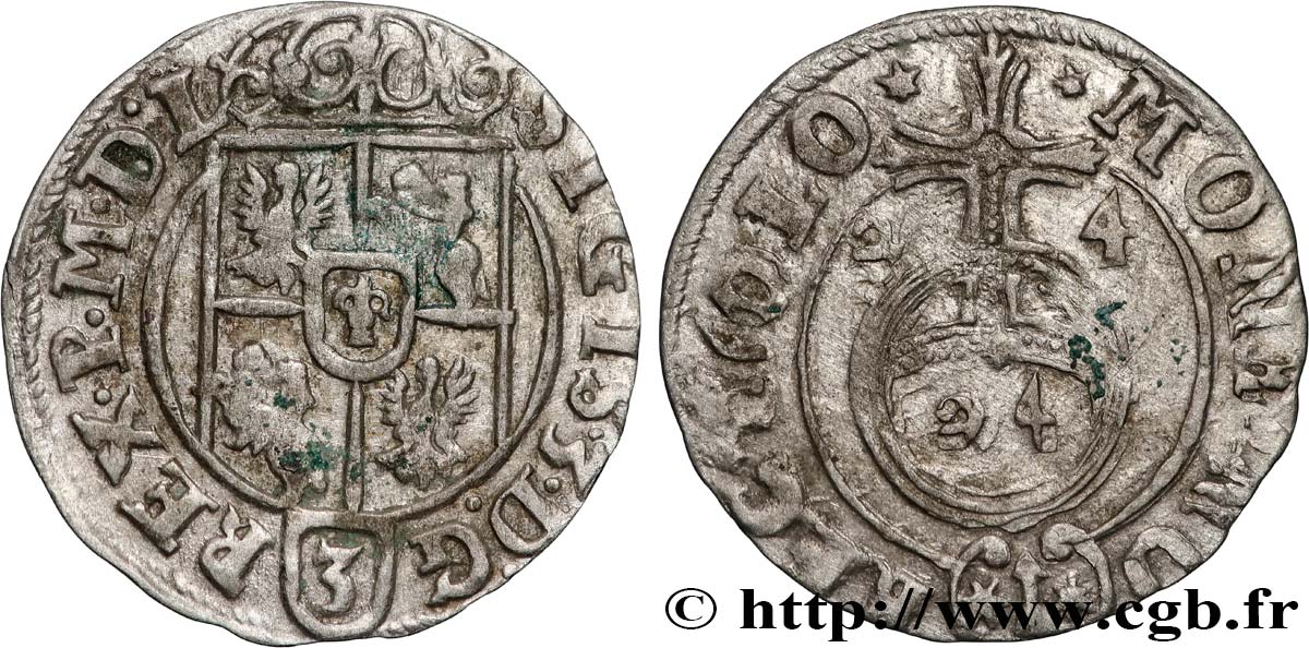 POLEN - SIGISMUND III. VASA 1 Półtorak / 3 Polker / 1/24 Thaler Sigismond III Vasa 1624 Cracovie fSS 
