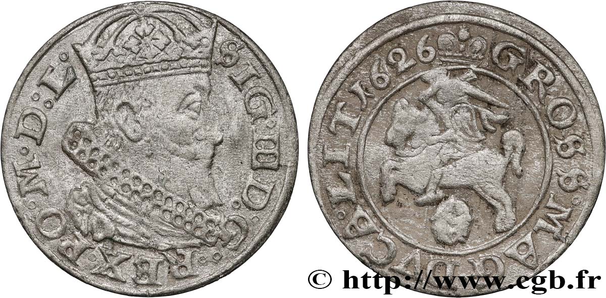 POLONIA - SIGISMONDO III VASA Grosz Litewski 1626 Vilnius q.BB 