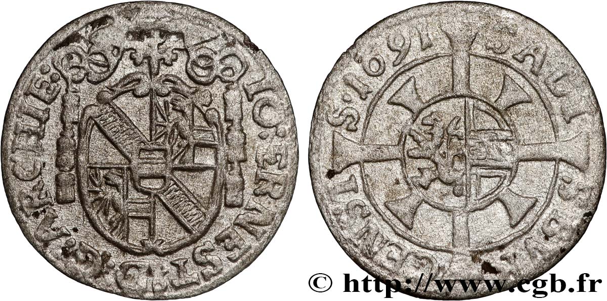 AUSTRIA - SALISBURGO 1 Kreuzer au nom de Johann Ernst von Thun 1691  q.SPL 